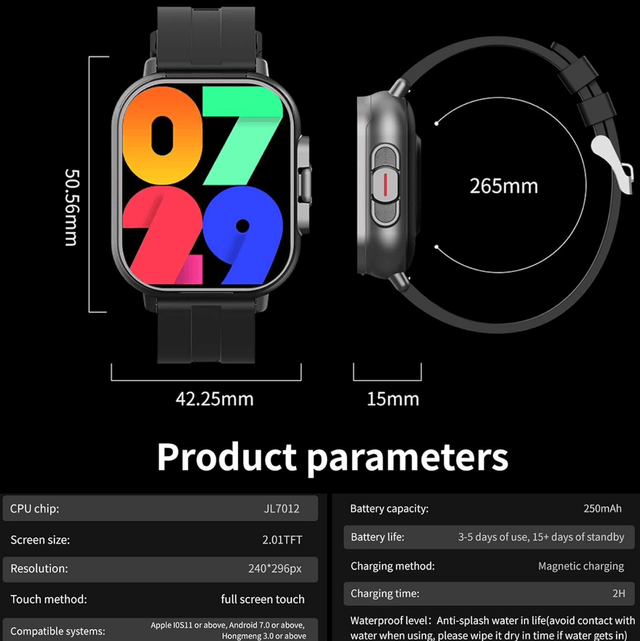 Montre intelligente avec Écouteur intégré couleur Noir 