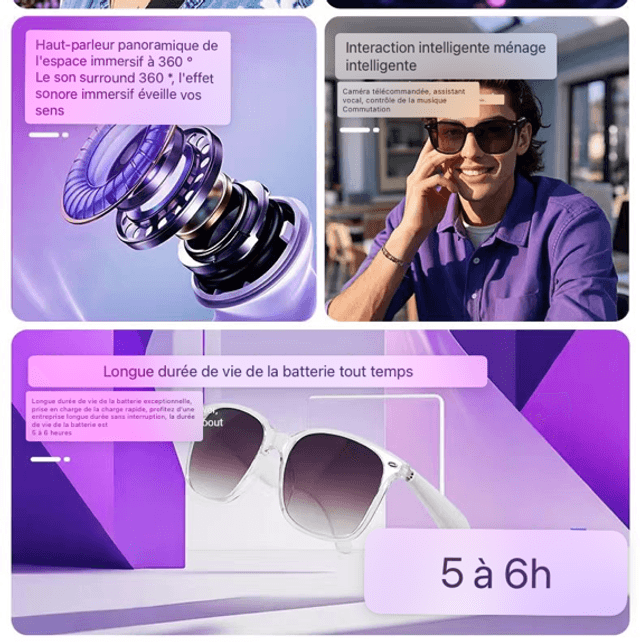 Lunettes traducteur instantané Bluetooth connectées marron